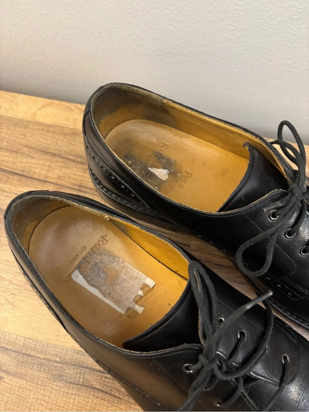 Polo Ralph Lauren Leather Asher Cap Toe Oxford Shoes Black